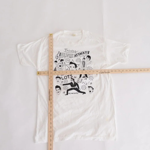 Rare Vintage 90's Elvis Presley Graffiti White Single Stitch Short Sleeve  Tee - Picture 4 of 12